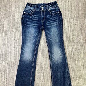 Flamingals Jeans Women's Denim Straight Leg Stretch Blue - Size S - Y2k 90's